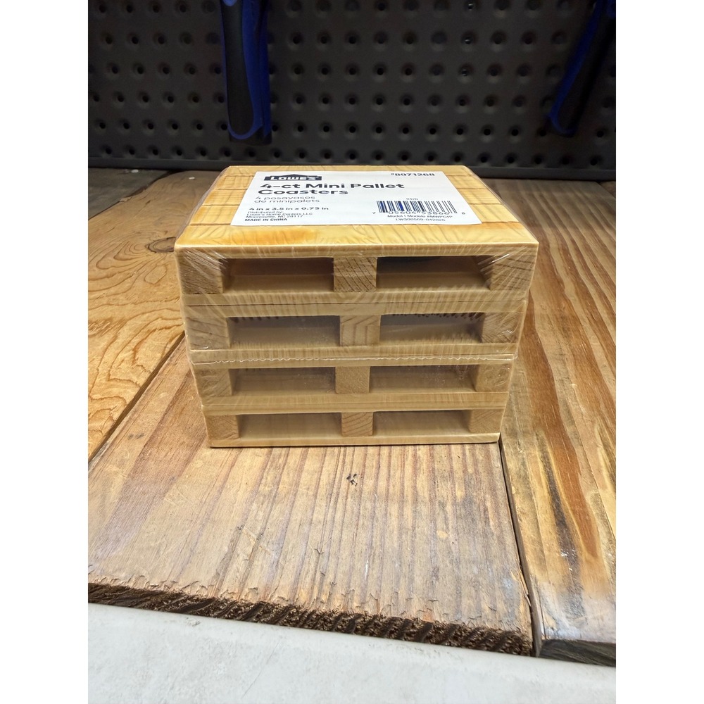 Lowes 4-ct Mini Pallet Coasters Wood Industrial Drink Coasters Set 8971268